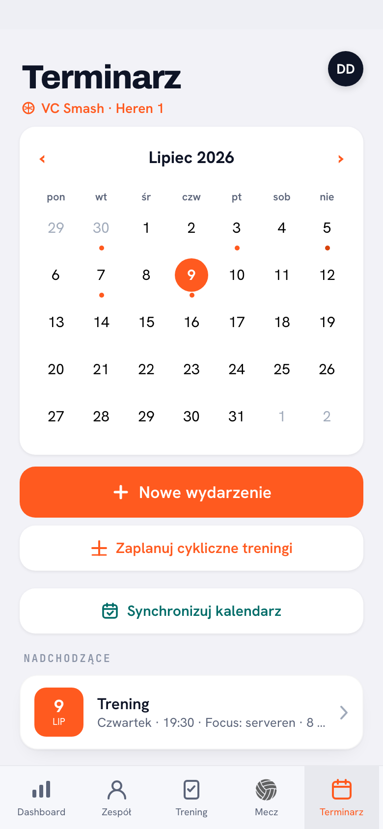 Koach app: agenda