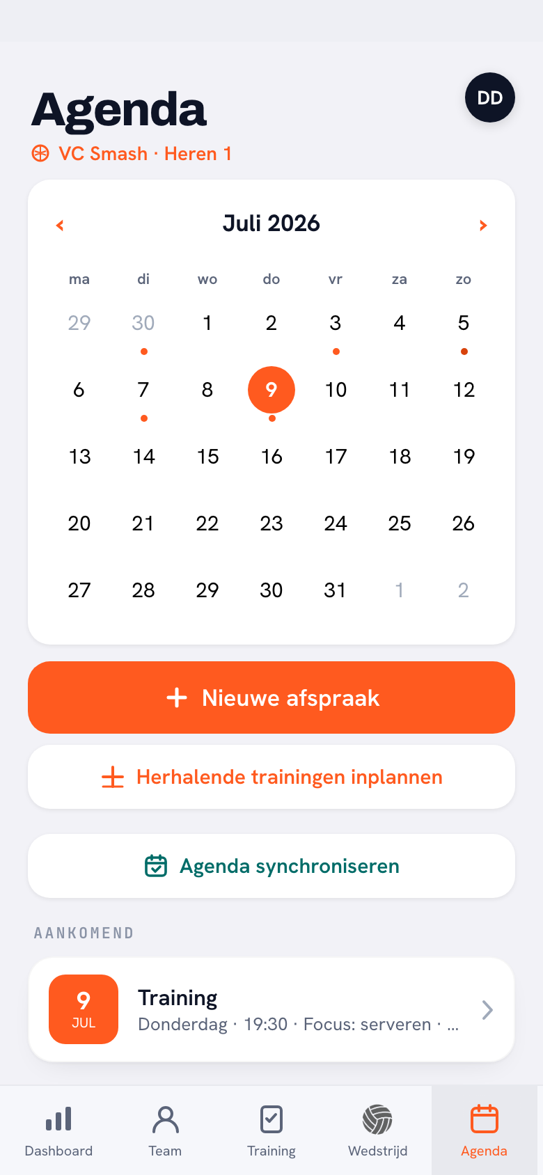 Koach app: agenda