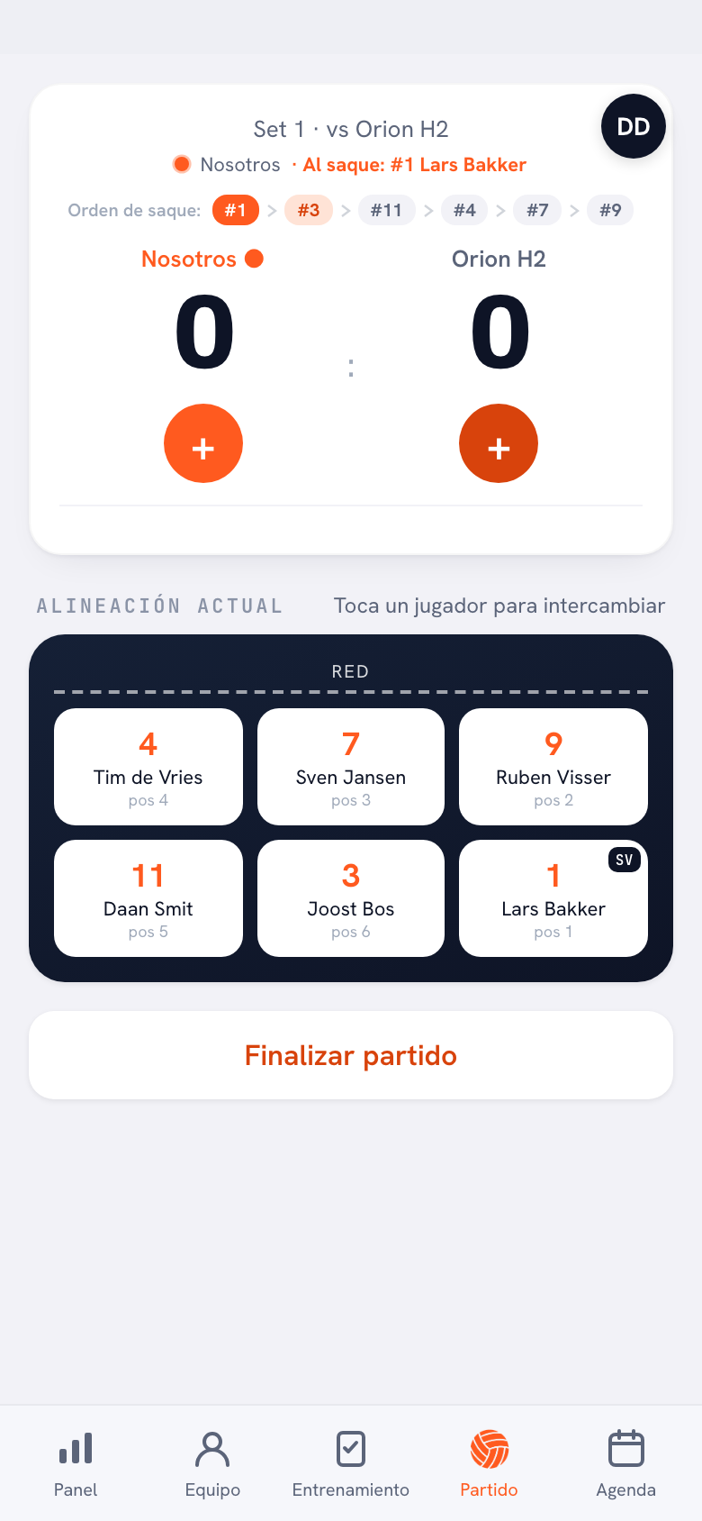 Koach app: live wedstrijdscore