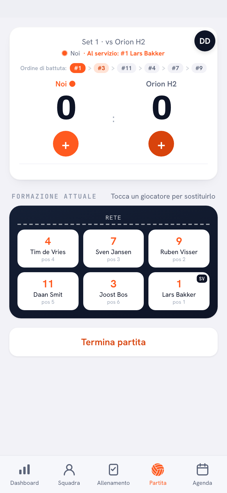 Koach app: live wedstrijdscore