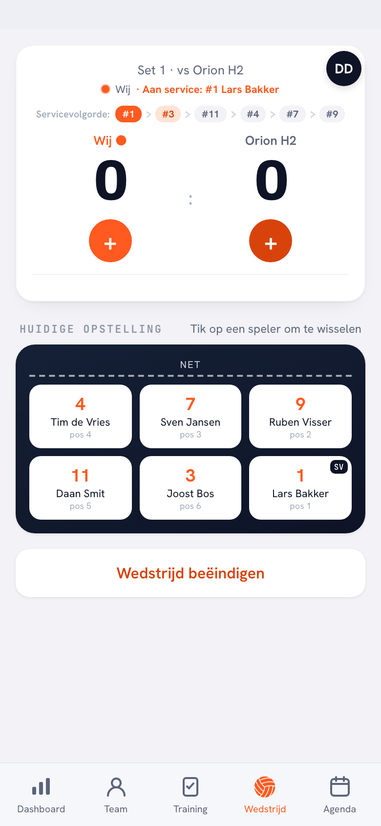 Koach app: live wedstrijdscore