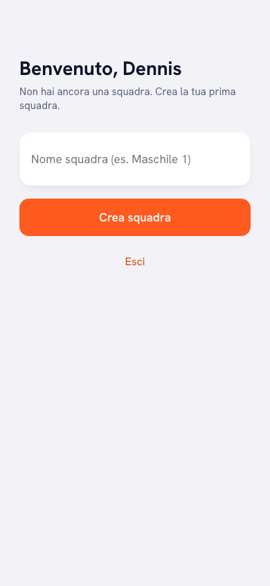 L'app Koach su un telefono Android: schermata di benvenuto dopo l'installazione