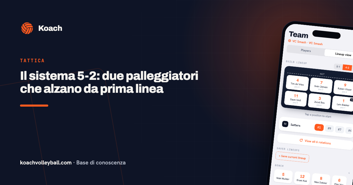Il sistema 5-2: due palleggiatori che alzano da prima linea