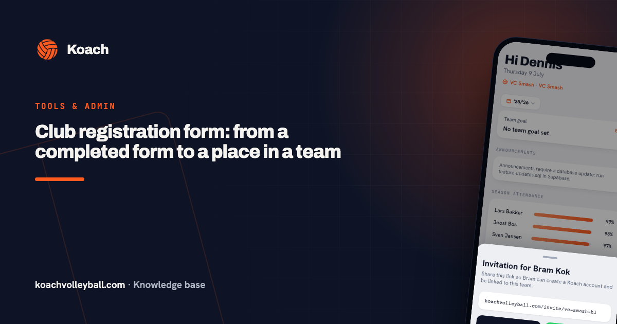 Club registration form: from a completed form to a place in a team