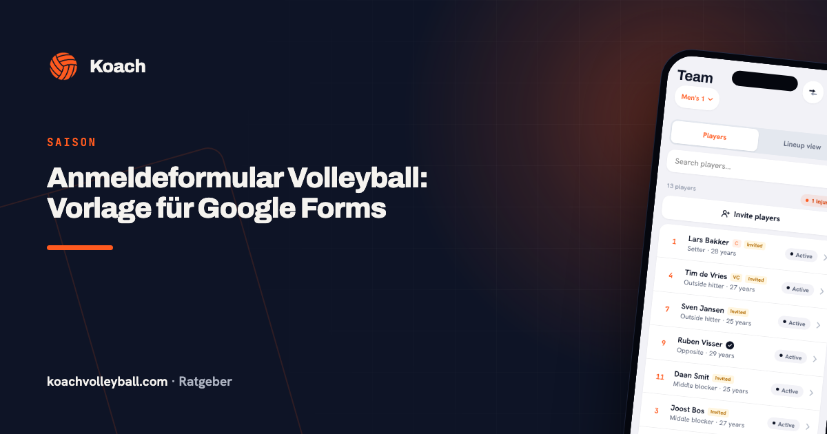 Anmeldeformular Volleyball: Vorlage für Google Forms