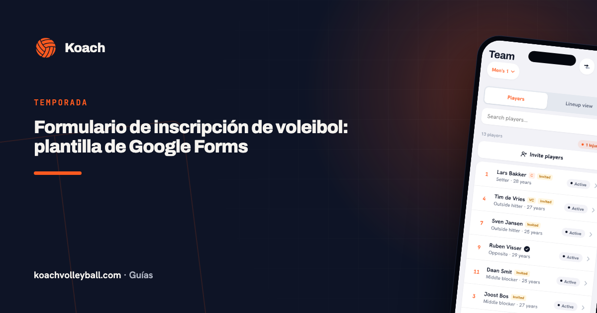 Formulario de inscripción de voleibol: plantilla de Google Forms