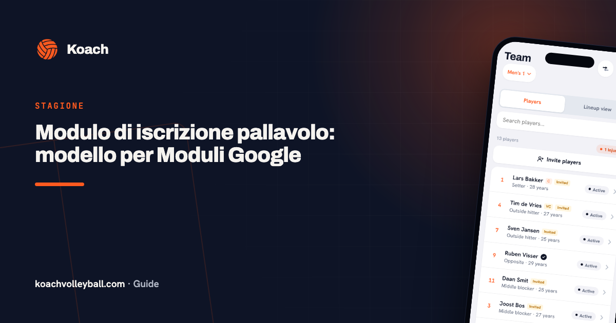Modulo di iscrizione pallavolo: modello per Moduli Google