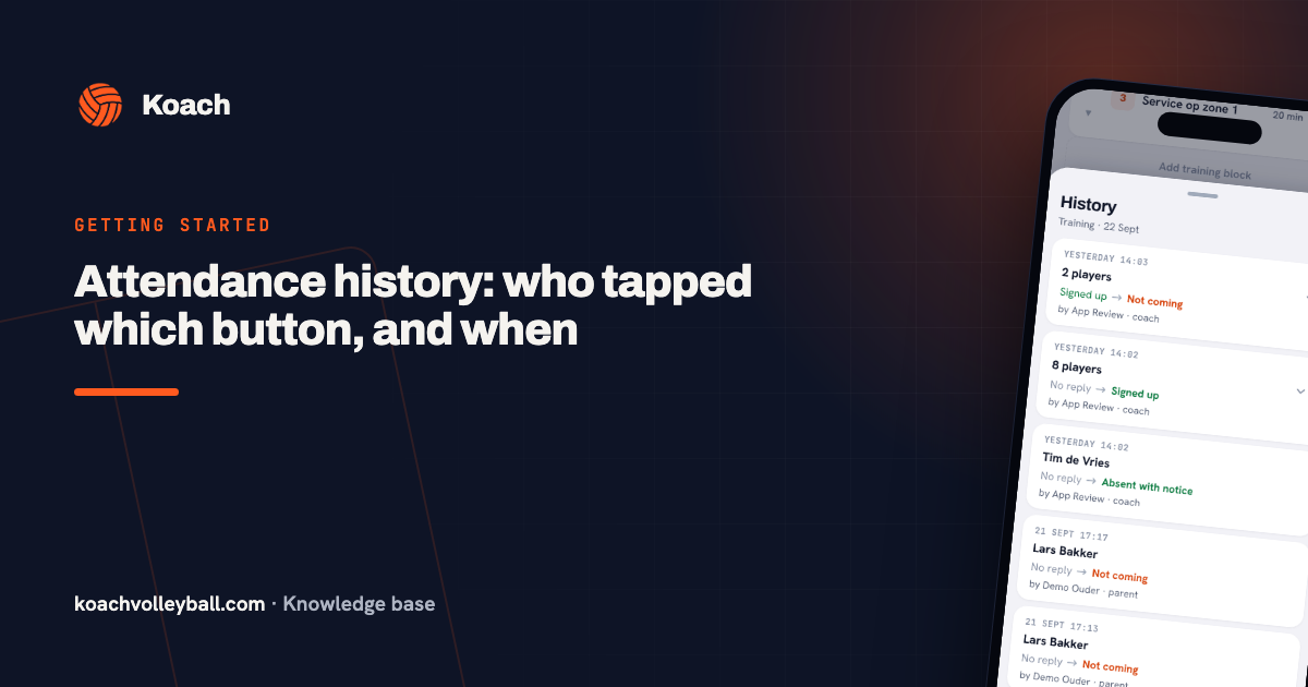 Attendance history: who tapped which button, and when