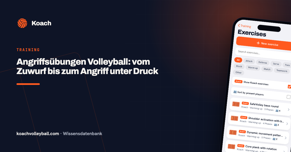 Angriffsübungen Volleyball: vom Zuwurf bis zum Angriff unter Druck