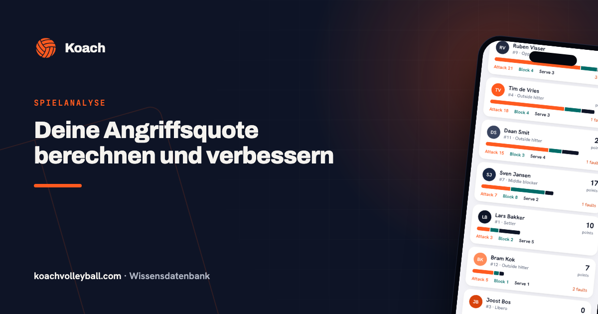 Aanvalsstatistieken per speler in de Koach-app
