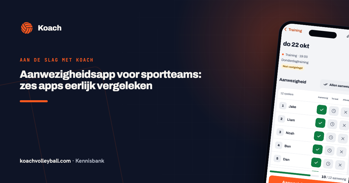 Aanwezigheidsapp voor sportteams: zes apps eerlijk vergeleken