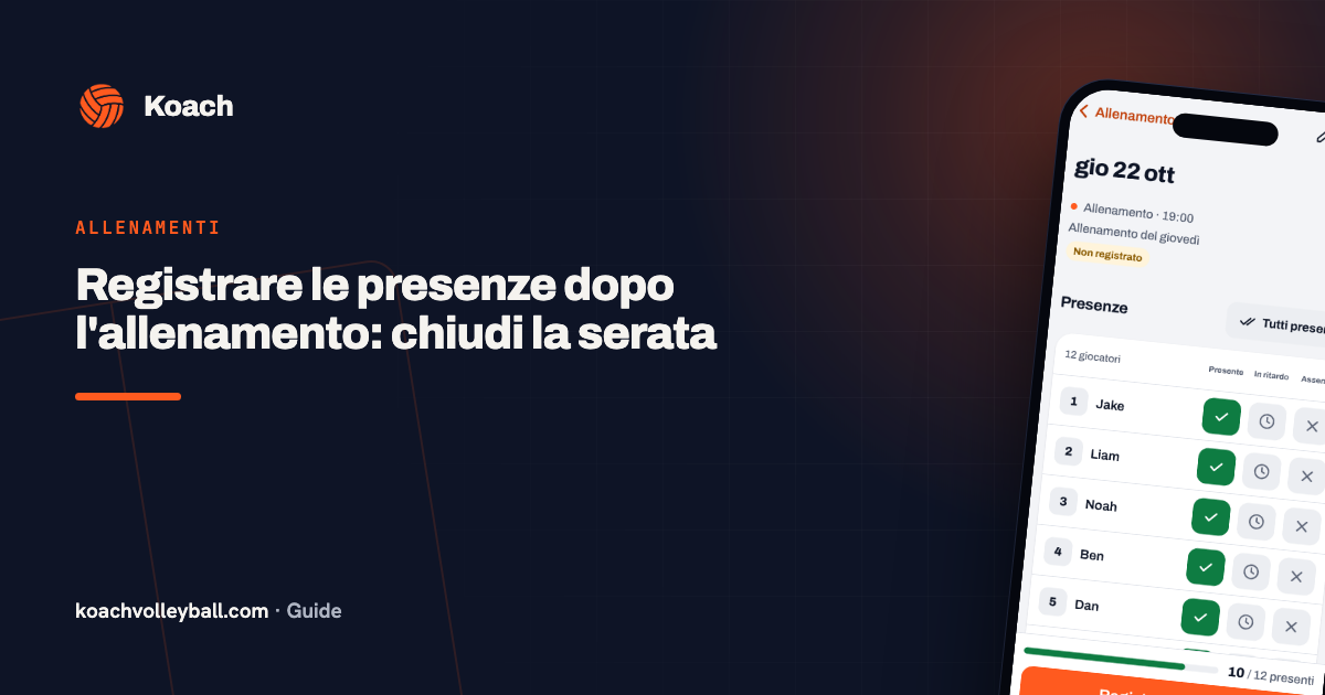 Registrare le presenze dopo l'allenamento: chiudi la serata