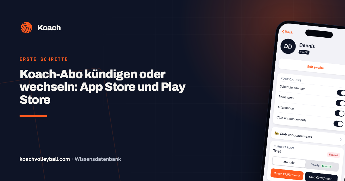 Koach-Abo kündigen oder wechseln: App Store und Play Store