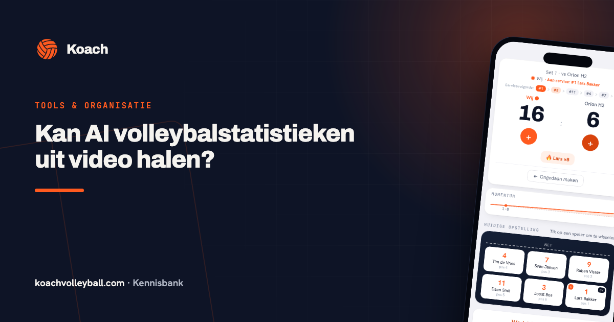 Momentumlijn in de Koach-app die het scoreverloop van een volleybalwedstrijd toont