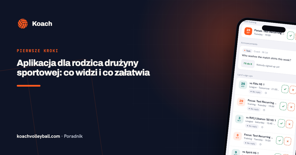 Aplikacja dla rodzica drużyny sportowej: co widzi i co załatwia