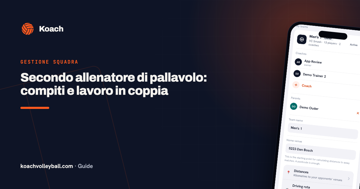 Secondo allenatore di pallavolo: compiti e lavoro in coppia