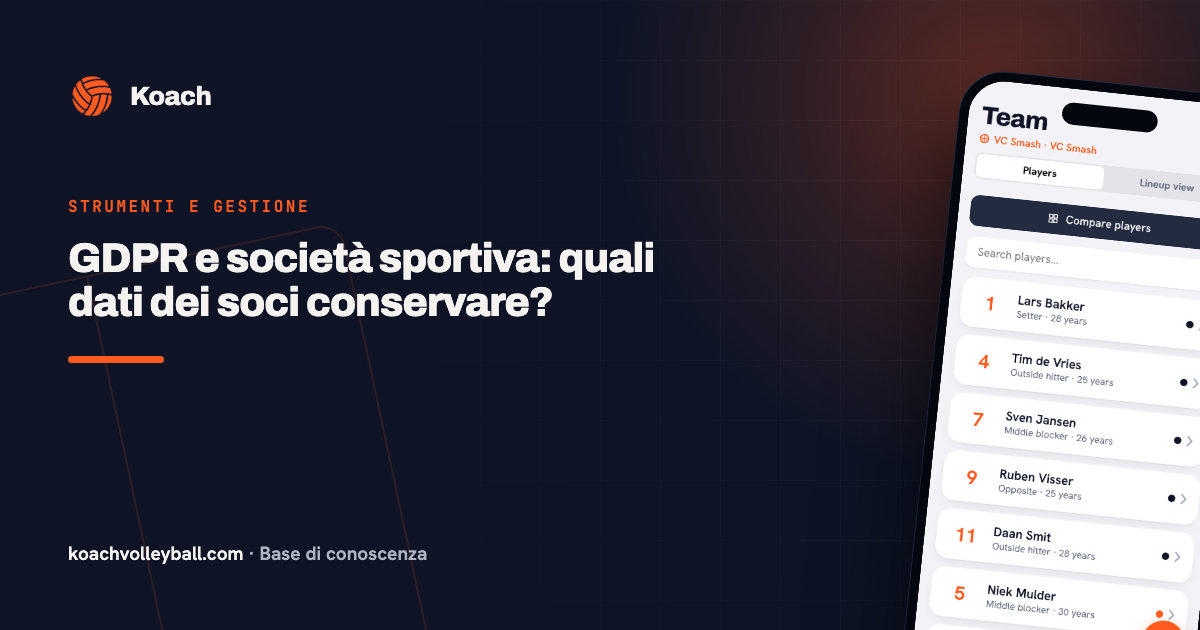 GDPR e società sportiva: quali dati dei soci conservare?