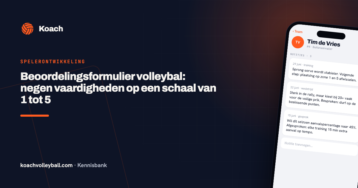 Notities bij een speler in de Koach-app met gedateerde observaties van de trainer