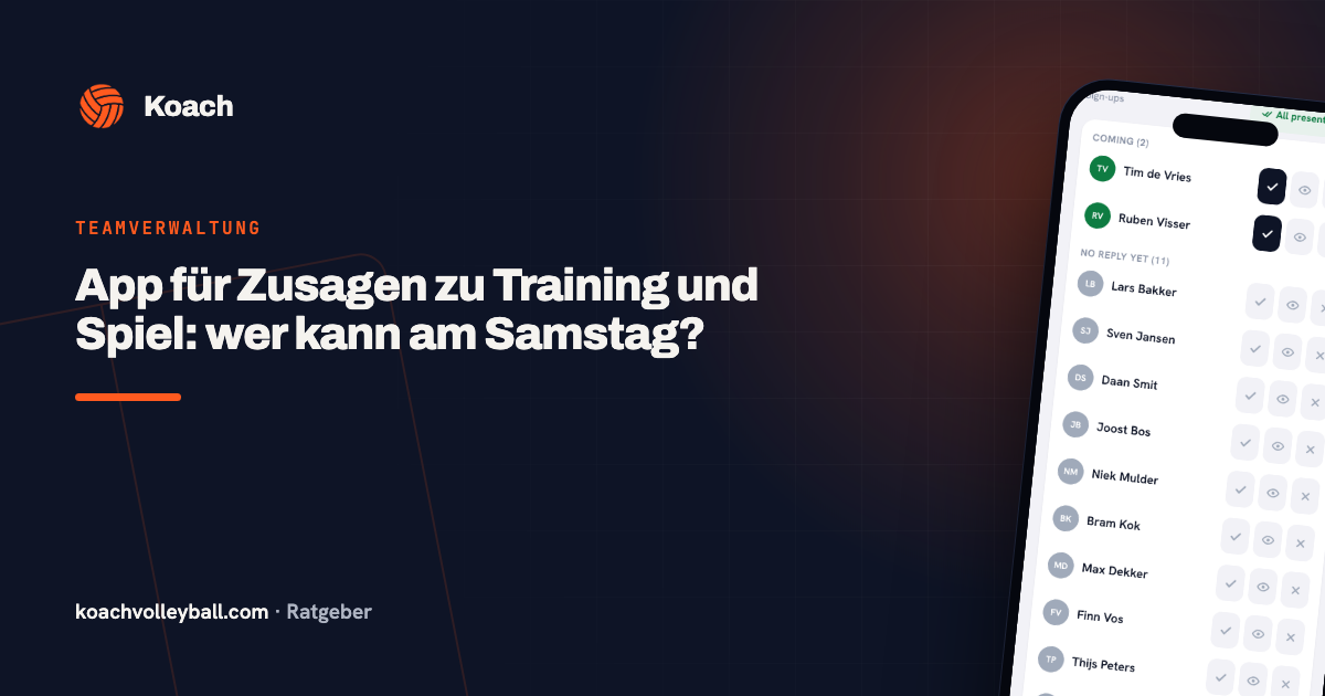 App für Zusagen zu Training und Spiel: wer kann am Samstag?