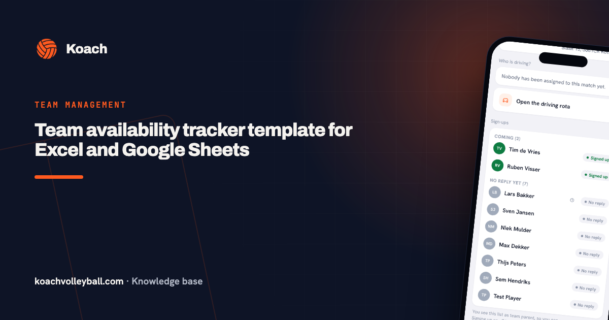Team availability tracker template for Excel and Google Sheets