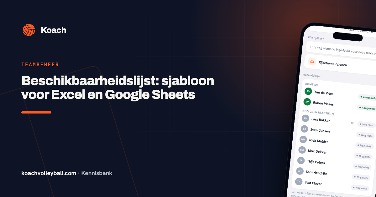 Beschikbaarheidslijst: sjabloon voor Excel en Google Sheets