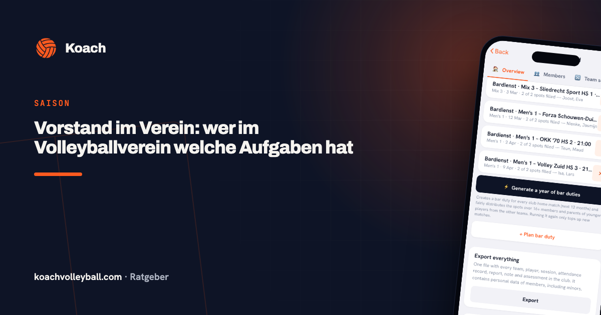 Vorstand im Verein: wer im Volleyballverein welche Aufgaben hat