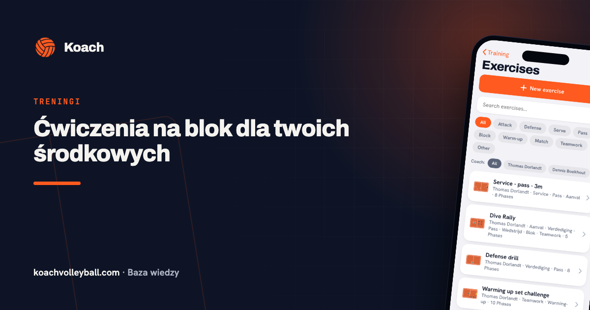 Blokoefening bloktiming midden in de oefeningenbibliotheek van de Koach-app