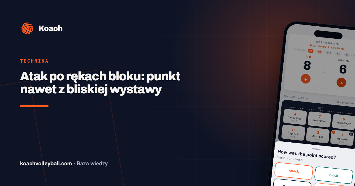 Atak po rękach bloku: punkt nawet z bliskiej wystawy