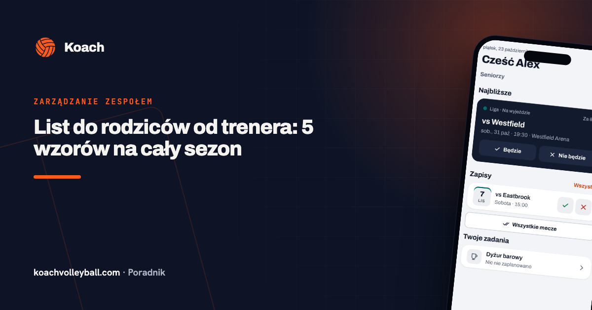 List do rodziców od trenera: 5 wzorów na cały sezon