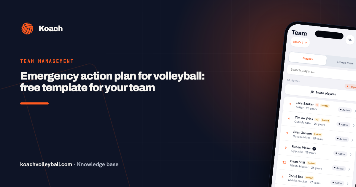 Emergency action plan for volleyball: free template for your team