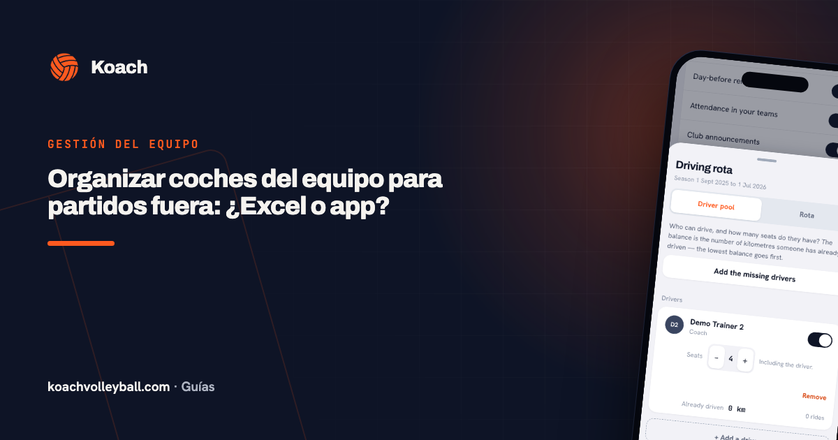 Organizar coches del equipo para partidos fuera: ¿Excel o app?