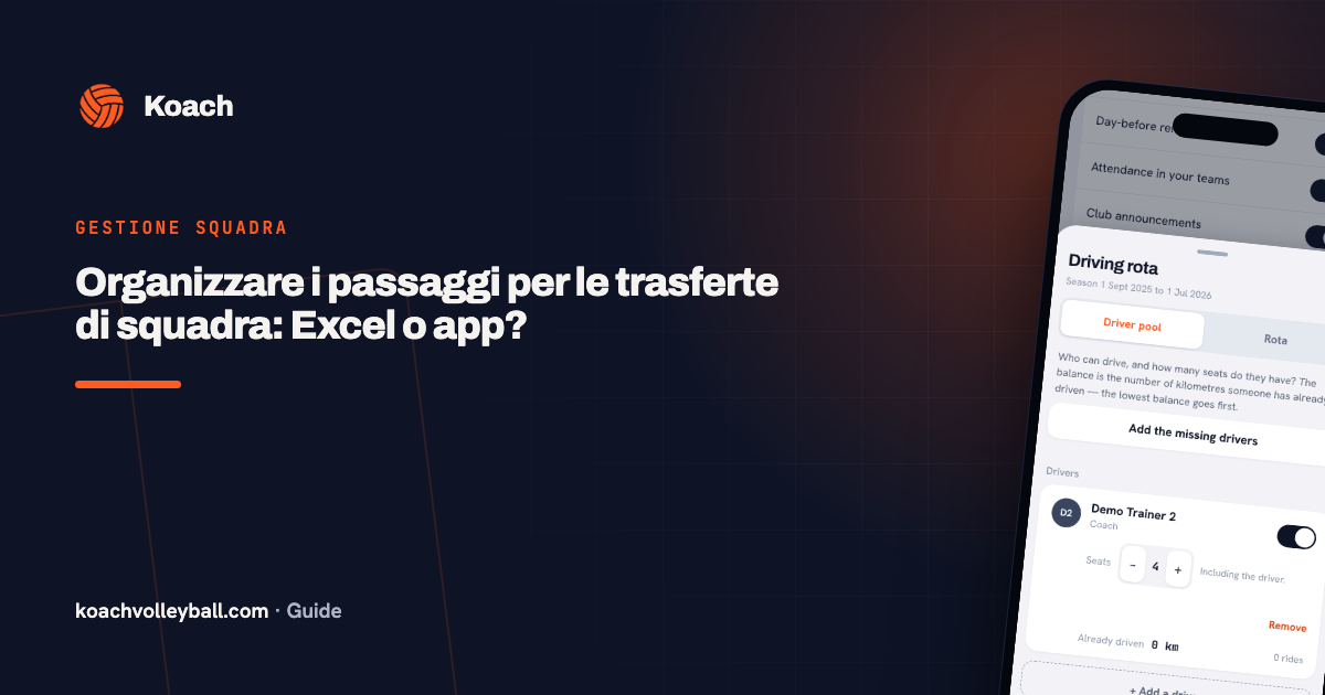 Organizzare i passaggi per le trasferte di squadra: Excel o app?