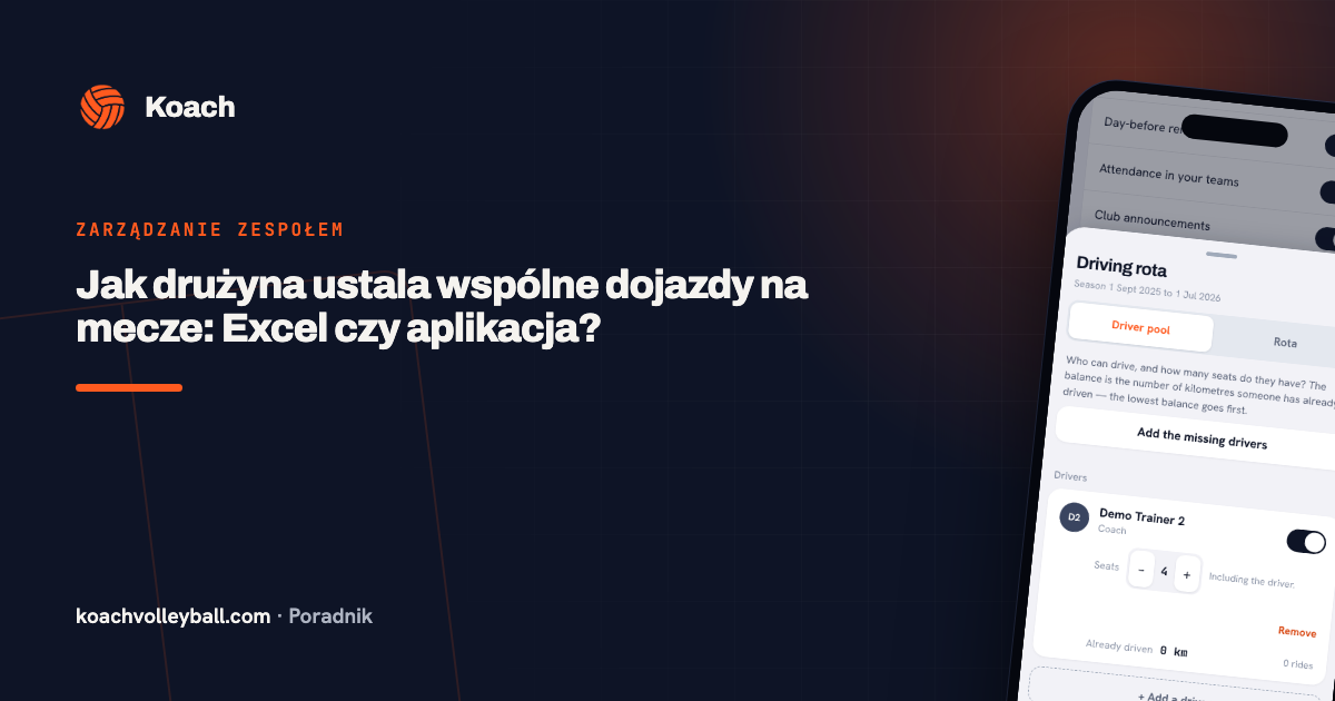 Jak drużyna ustala wspólne dojazdy na mecze: Excel czy aplikacja?