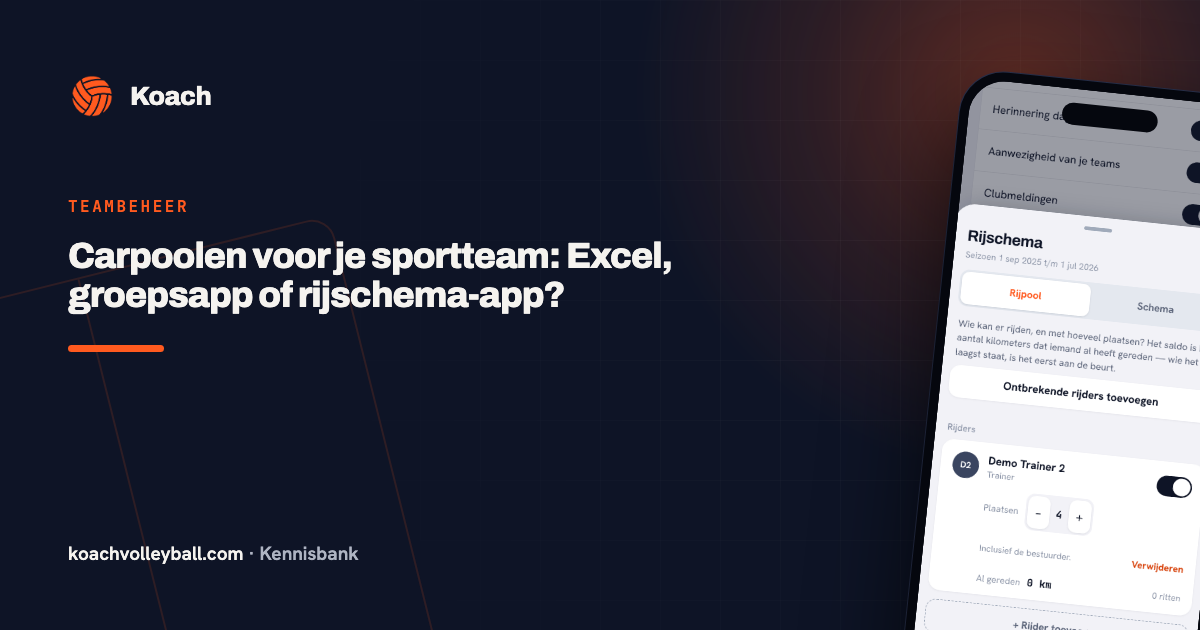 Carpoolen voor je sportteam: Excel, groepsapp of rijschema-app?