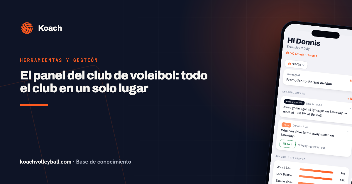 El panel del club de voleibol: todo el club en un solo lugar