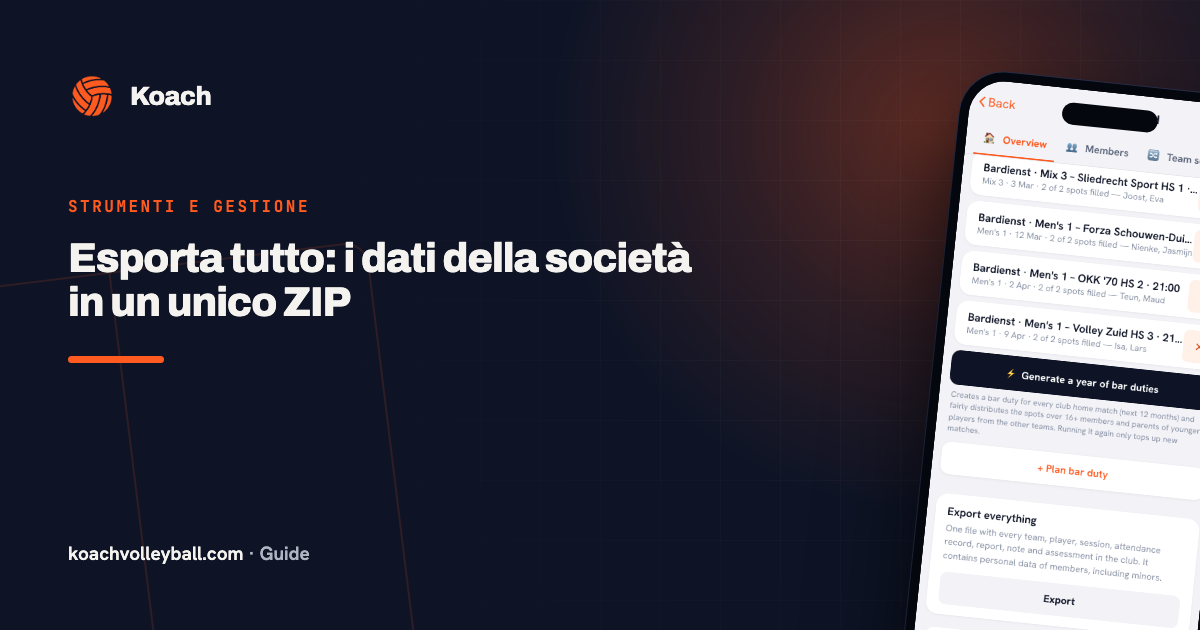 Esporta tutto: i dati della società in un unico ZIP