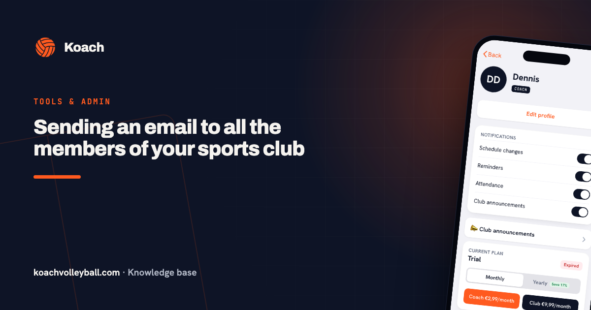 Sending an email to all the members of your sports club