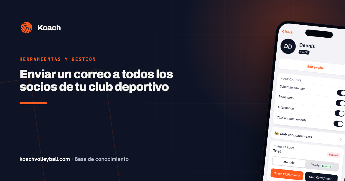 Enviar un correo a todos los socios de tu club deportivo