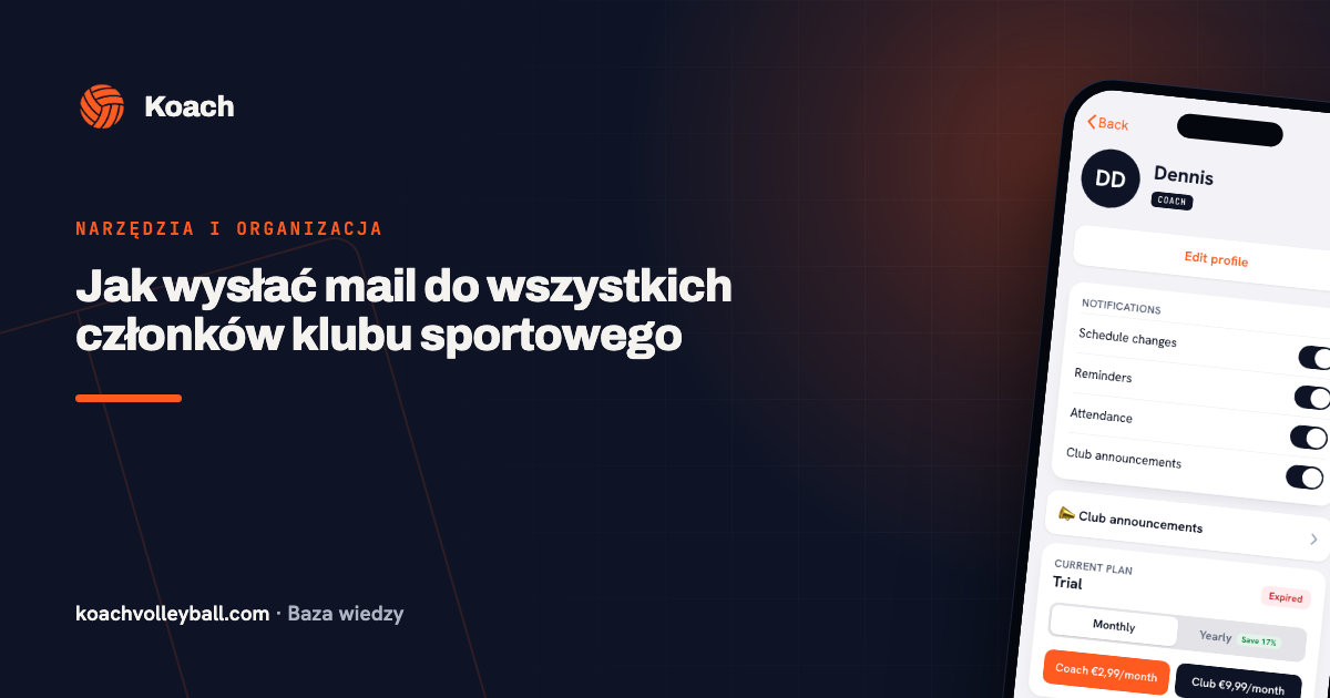 Jak wysłać mail do wszystkich członków klubu sportowego