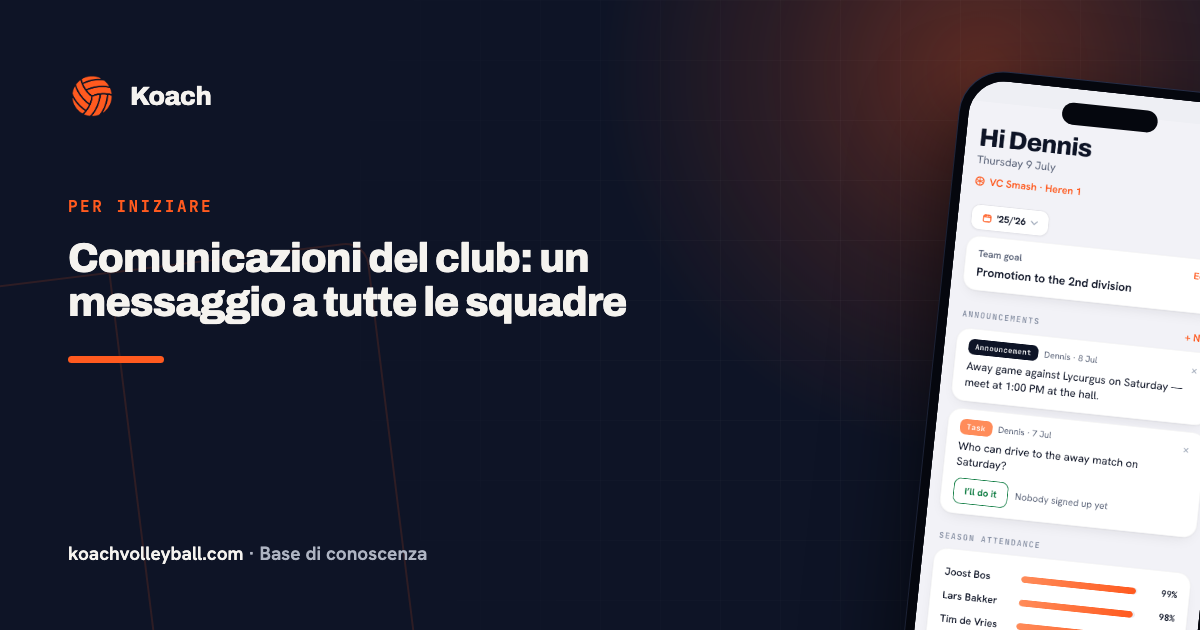 Comunicazioni del club: un messaggio a tutte le squadre