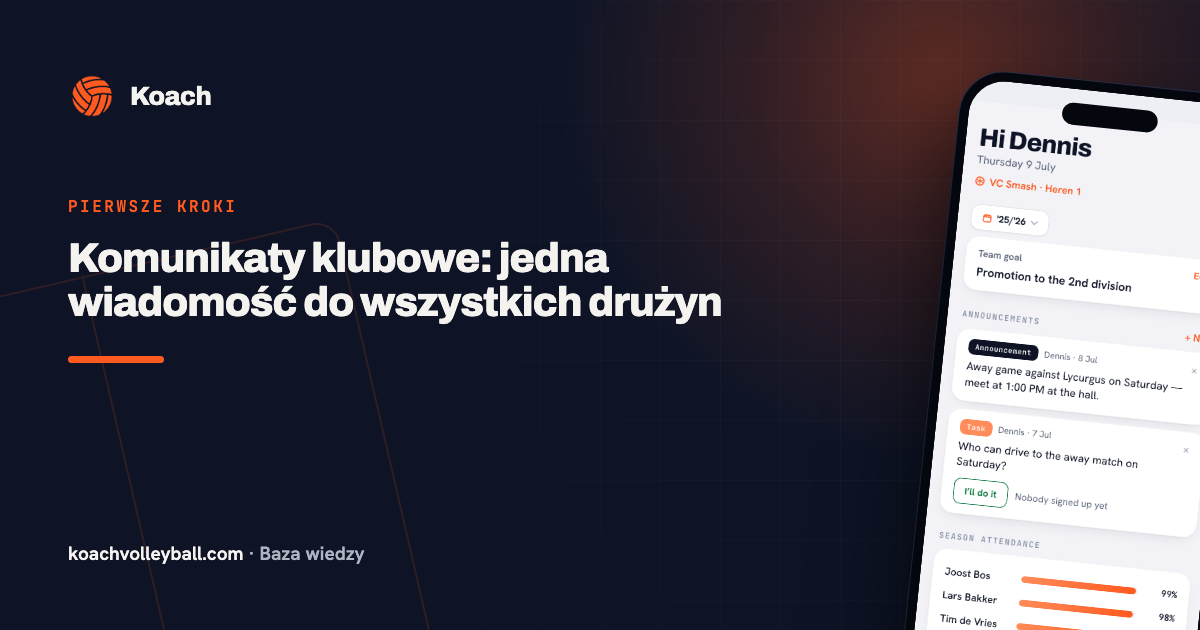 Komunikaty klubowe: jedna wiadomość do wszystkich drużyn