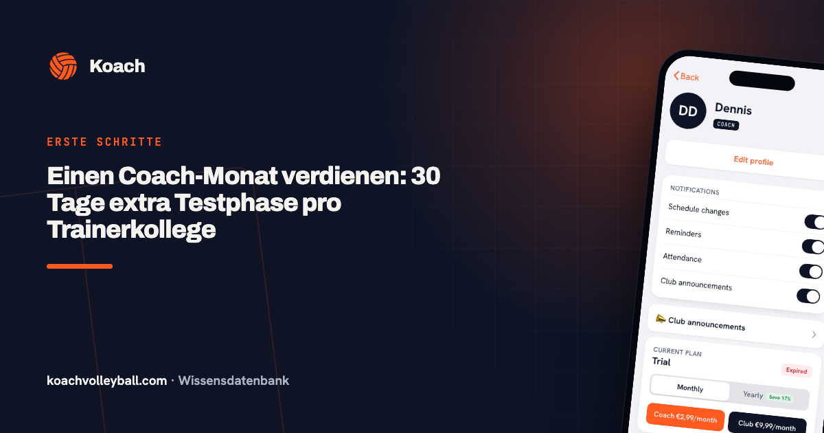 Einen Coach-Monat verdienen: 30 Tage extra Testphase pro Trainerkollege