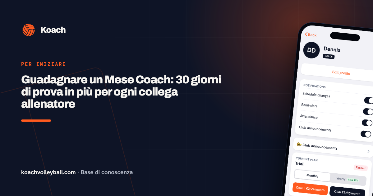 Guadagnare un Mese Coach: 30 giorni di prova in più per ogni collega allenatore