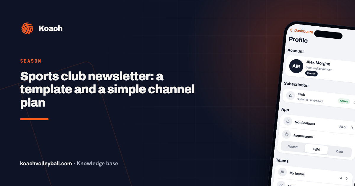 Sports club newsletter: a template and a simple channel plan