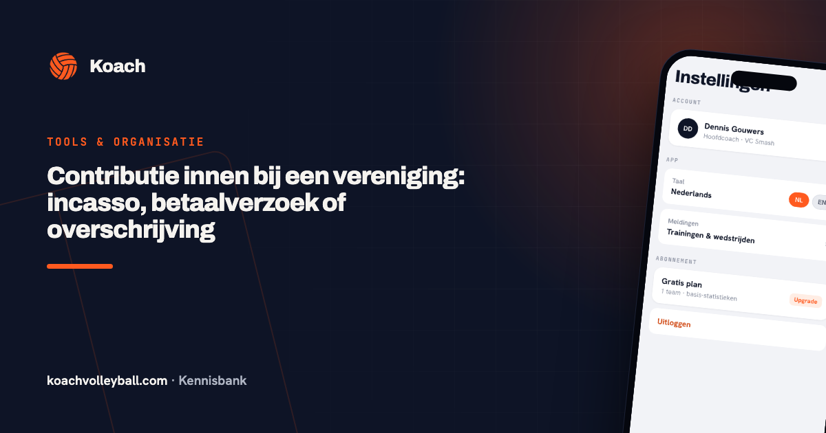 Het instellingenscherm van de Koach-app met het account, de taalkeuze, de meldingen en het abonnement onder elkaar