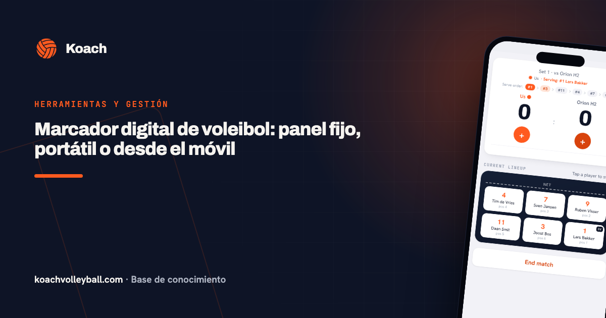 Marcador digital de voleibol: panel fijo, portátil o desde el móvil