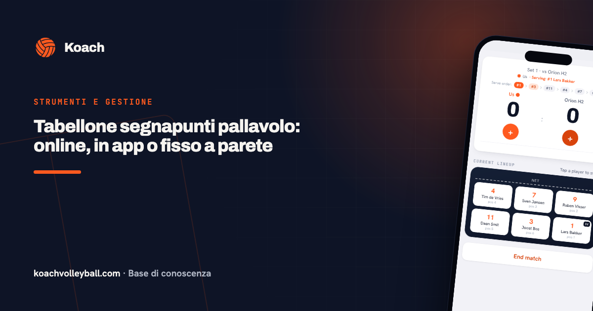 Tabellone segnapunti pallavolo: online, in app o fisso a parete