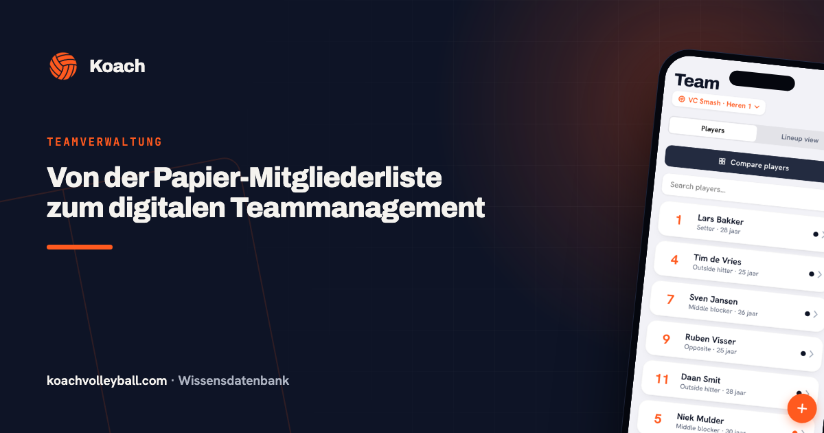 Digitaal teamoverzicht in de Koach-app als vervanging van de papieren ledenlijst
