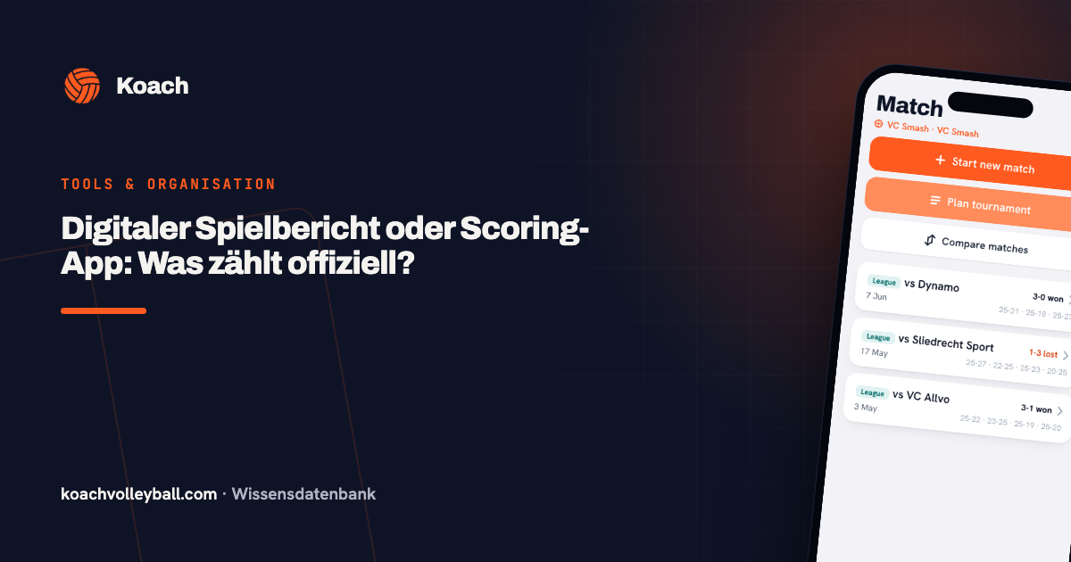 Wedstrijdoverzicht in de Koach-app met de eindstand en setstanden van een gespeelde wedstrijd
