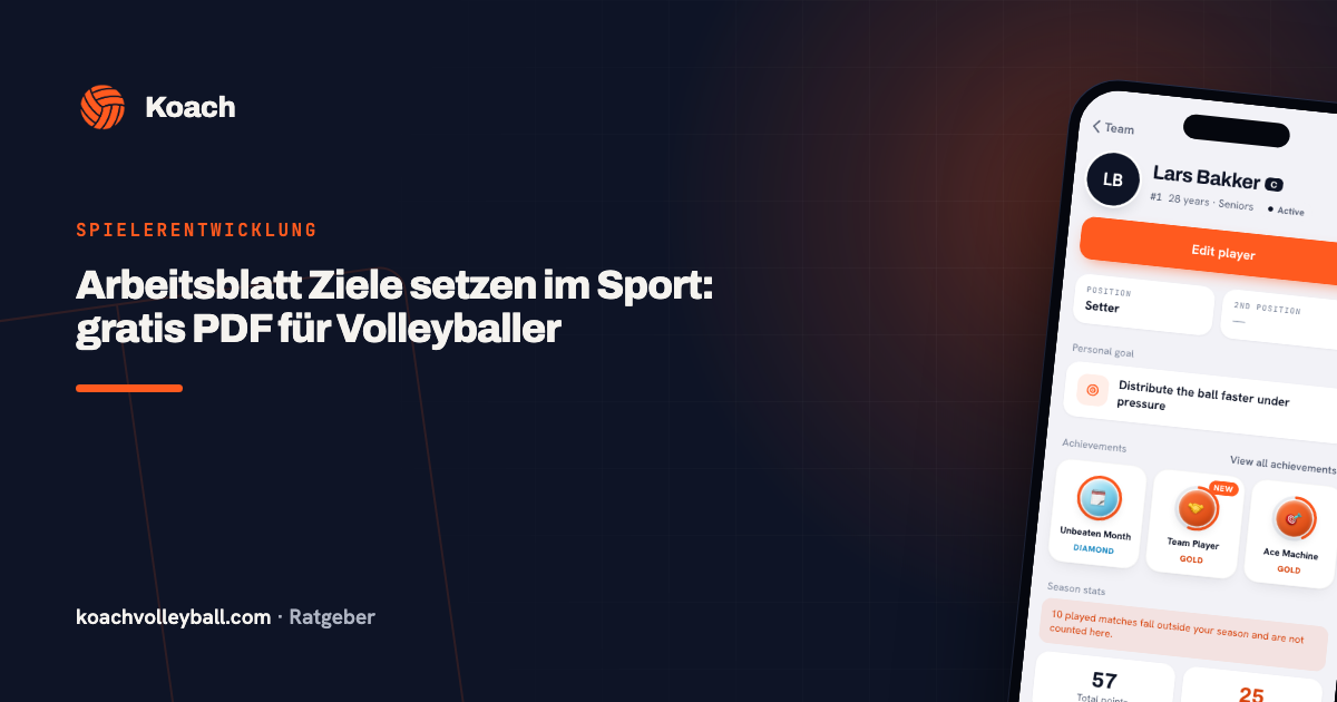 Arbeitsblatt Ziele setzen im Sport: gratis PDF für Volleyballer